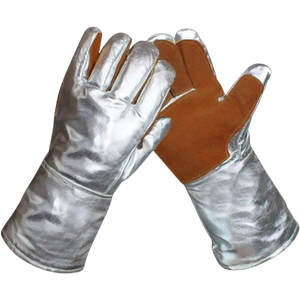 High Quality Heat Resistant Aluminium Welding Gloves for <b>Fire</b> Works Leather Industrial Safety Working Welding Firefighting Glove - Product Image 2