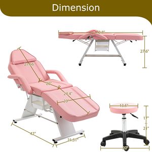 Table de massage hydraulique multifonctionnelle pour esthéticiennes, lit facial 3 sections, chaise de tatouage, deux plateaux, réglable - Product Image 2