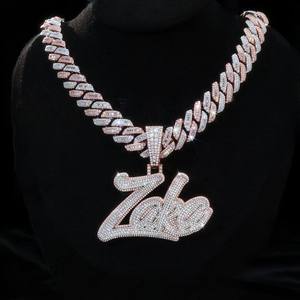 Classic Full Iced S925 Silver Two-Tone Gold Plated Link <b>Chain</b> Moissanite Letter Customized Own Logo Hip-Hop Pendant Necklace - Product Image 1