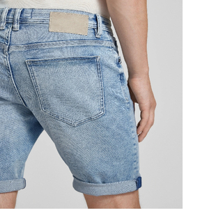 Pantalones Cortos de Mezclilla Casuales de Verano para Hombre, Corte Recto Holgado, con Pedrería, Cintura Media, Estilo Urbano - Product Image 3