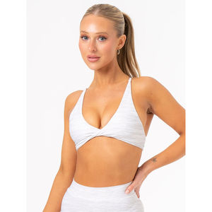 Prix d'usine OEM Ensemble 2 pièces assorti pour femme, grande taille, couleur unie, comprenant un soutien-gorge et un legging froncé en V, respirant, avec legging de yoga à devant froncé - Product Image 3