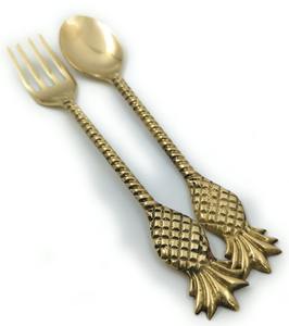 Ensemble de cuillères élégantes à manche ananas, parfait pour les repas en famille, l'utilisation en cuisine, les restaurants, les cafés et les cadeaux, provenant d'Inde. - Product Image 2