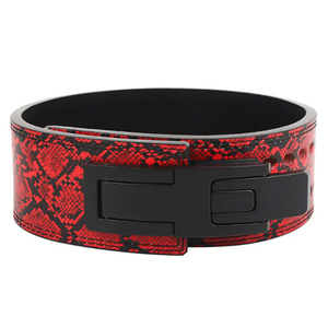Adjustable Waist Support <b>Belt</b> Red <b>Snake</b> Print Artificial Leather Buckle Closure Weight Lifting Unisex Fitness Safety - Product Image 1