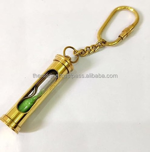 Handmade 1-Piece Nautical <b>Sand</b> <b>Timer</b> Key Ring Green <b>Sand</b> Shiny Polished Designer Key Chain - Product Image 1