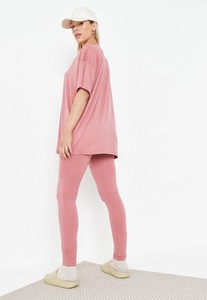 Womens Oversize Drop Shoulder <b>Tshirt</b> Top And Bottom V Cut Maternity Leggings For Pregnant Ladies Blank Tracksuit Two Piece Sets - Product Image 4