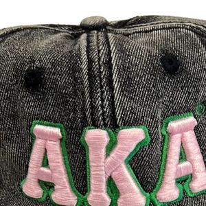 Black Washed Distressed Denim Baseball <b>Cap</b> with Pink Chenille Letter Patch Adjustable <b>Vintage</b> Casual Outdoor Fashion Unisex Hat - Product Image 4