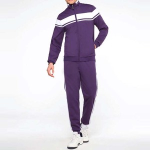 Men's <b>Purple</b> Tracksuit Full Zip Stand Collar Sporty Regular Fit Polyester Cotton Autumn Wear With Side Pockets - Product Image 3