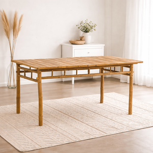 Wholesale Bamboo Dining <b>Table</b> Natural Rectangular Indoor Outdoor Furniture for Garden Patio Restaurant OEM ODM Made in Vietnam - Product Image 1