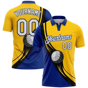 Vente en gros directe OMMIZ INDUSTRY – Polo de golf haute performance personnalisé jaune, blanc et noir à motif 3D - Product Image 1