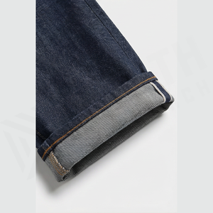 Straight-Leg Dark Wash Denim Jeans Men High Waist Slim Fit Cotton Casual Autumn Style <b>Pants</b> - Product Image 6