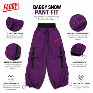 Pantalon de snowboard imperméable ample violet, pantalon de ski cargo unisexe taille haute coupe-vent pour sports d'hiver en extérieur, équipement de neige - Product Image 6