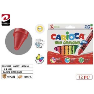 Pastelli a cera Carioca 12 colori formato maxi lavabili per disegno bambini - Product Image 1