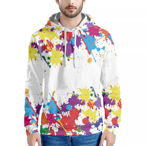 Nouveau sweat à capuche tie-dye personnalisé pour homme, pull décontracté en tricot, imprimé spirale jaune et bleu, style poche, sweats à capuche pour homme - Product Image 5