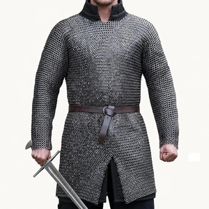 Steel Chainmail Armour <b>Full</b> <b>Body</b> <b>Suit</b> With Belt And Sword Antique Style Welded Design Round Shape Fashion Clothing - Product Image 5