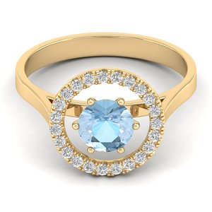 Bague REYES de luxe en or rose 14 carats avec pierre précieuse aigue-marine pour femme, design tendance, bijou de fiançailles ou de mariage en moissanite - Product Image 6