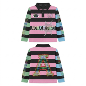 เสื้อรักบี้พรีเมียม 280 GSM ผ้าฝ้ายผสมโพลีเอสเตอร์ สีแดงเลือดหมู แต่งแถบสีดำ  แบบซับลิเมชั่น  โลโก้สั่งทำได้ เสื้อโปโลรักบี้ชาย - Product Image 5