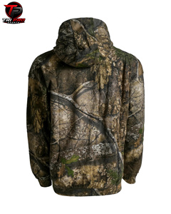 Sweat à capuche polaire tactique pour homme, camouflage Woodland Branch & Oak, entièrement zippé, lourd, pour la chasse, avec cordon de serrage réglable - Product Image 3