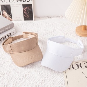 Visera de Sol Unisex de Algodón Liso, Ajustable, Parte Superior Abierta, para Deportes, Golf, Tenis, Correr, Protección UV, Color Beige - Product Image 3