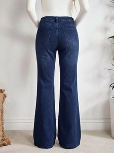 Pantalones Acampanados de Cintura Alta, Nuevos Jeans de Mezclilla Ajustados para Mujer, Diseño Bordado Transpirable con Cintura Alta para Verano y Otoño - Product Image 5