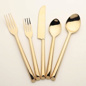 Service de couverts de luxe en acier inoxydable, design moderne et minimaliste, finition polie miroir, pour dîners raffinés, mariages et restaurants d'hôtels. - Product Image 4