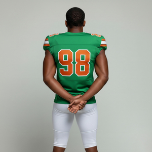 ชุดยูนิฟอร์มอเมริกันฟุตบอลสำหรับผู้ใหญ่และเยาวชน คุณภาพสูงแบบ OEM สำหรับการสกรีนลายแบบ Sublimation  รับสั่งทำชื่อทีม เสื้อเจอร์ซีย์แบบสั้น ระบายอากาศได้ดี มีไซส์ใหญ่พิเศษ - Product Image 6