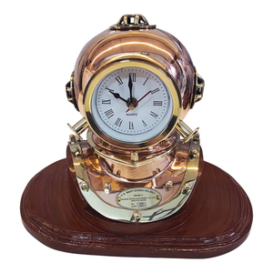 Vintage Brass Diving Helmet <b>Clock</b> Nautical Desk Decor Maritime Tabletop Timepiece Ocean Theme Office & Home Accent - Product Image 3