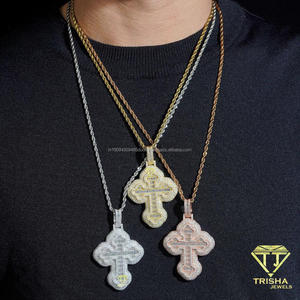 จี้รูปกางเขนประดับเพชรโมอิสซาไนต์ เงินแท้ 925 ฝังเพชรแบบ Iced Out พร้อมเพชรทรงบาแกตต์และทรงกลม เครื่องประดับฮิปฮอปสุดหรู - Product Image 5