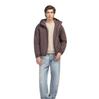 Veste à capuche marron pour homme, fermeture éclair, décontractée, coupe-vent, légère, imperméable, manches longues, logo personnalisé OEM