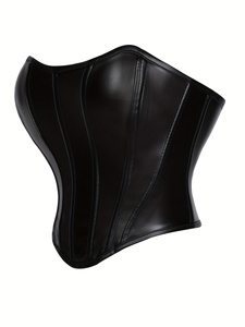 Corset Bustier Vintage Sexy en Cuir Véritable Noir pour Femme, Modèle Personnalisé, Sans Bretelles, Col Cœur, Effet Sculptant, Vente en Gros - Product Image 2