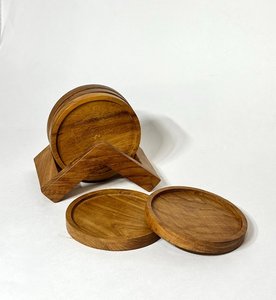 Rustic Acacia Wooden <b>Coasters</b> for Drinks with Holder Non-Slip Decorative <b>Coasters</b> for Coffee <b>Table</b> Dining <b>Table</b> from TIMELESS - Product Image 5