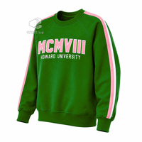 Alpha |   Kapa |   Sweat-shirt universitaire Alpha MCMVIII pour femme, style grec, vert et rose, col rond, vêtements de sport