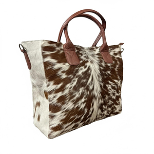 Sac fourre-tout en cuir de vachette à poils, sac à main à bandoulière pour femme, fermeture éclair, grande capacité, 11,5x15,5x5,5 pouces - Product Image 4