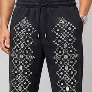 Pantalones Casuales para Hombre, 100% Algodón, con Detalles de Pedrería, Ajuste Cómodo para un Estilo Diario Moderno y Elegante - Product Image 5