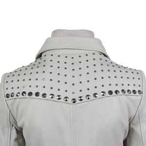 Chaqueta de Cuero Genuino Personalizada de la Mejor Calidad para Mujer, Estilo Invernal de Manga Larga, Último Lanzamiento, Chaqueta con Tachuelas para Mujer - Product Image 4