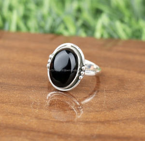 Wholesale 925 Sterling Silver Classic Style <b>Statement</b> <b>Ring</b> Handmade Natural Black Onyx Oval Cut Bezel Set Women's Fine <b>Ring</b> - Product Image 2