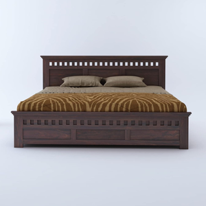 Base de Cama Queen Hecha a Mano de Madera de Nogal Oscuro con Tallado Artístico Inteligente, Decoración Bohemia de Madera de Teca, Soporte de Láminas de Madera para Cama, Decoración del Hogar - Product Image 2
