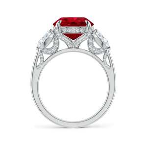 Anillo de Compromiso de Oro Sólido de 14K con Rubí Ovalado y Diamante en Forma de Pera Lateral, Joyería Fina Hecha a Mano y Personalizada para Boda - Product Image 3