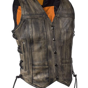 Veste en cuir pour motards sur mesure pour hommes, veste sans manches pour la conduite à moto, cuir véritable, OEM ODM, étiquette privée, vente en gros - Product Image 4
