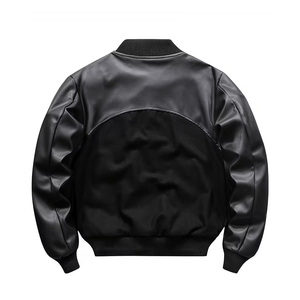 Chaqueta de Béisbol Negra para Otoño e Invierno, Ropa Exterior Informal Bordada de Talla Grande con Mangas de PU - Product Image 2