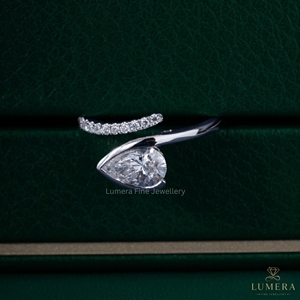 1.26CT Elegant Pear Shape Lab Grown Diamond Engagement <b>Ring</b> <b>Open</b> Bypass Bezel Setting Fine Jewelry <b>Ring</b> For Women - Product Image 6
