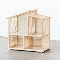 Maison de poupée miniature artisanale en rotin, maison de jeu pour enfants, accessoires pour poupées