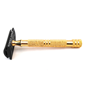 Maquinilla de Afeitar de Seguridad de Doble Filo de Lujo Dorada con Mango Hexagonal Negro, Maquinilla de Afeitar Profesional de Acero Inoxidable para Afeitado en Húmedo para Hombres - Product Image 4