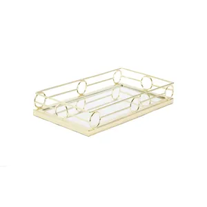 Plateau de vanité rectangulaire en laiton minimaliste, fait main, de luxe, pour bijoux, cosmétiques, parfums, pour comptoir de salle de bain et organisation de chambre - Product Image 2