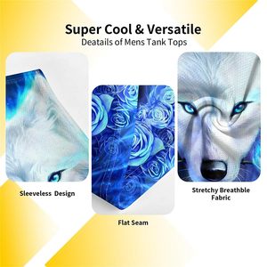 Débardeur Homme Personnalisé OEM avec Impression 3D par Sublimation, Motif Loup Intégral, T-shirt Décontracté sans Manches pour l'Été, Style Streetwear, Gilet de Sport - Product Image 4