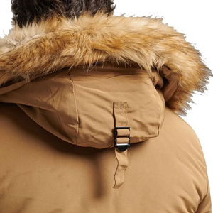 Veste longue à capuche pour homme avec col en fourrure, coupe-vent, rembourrée de duvet, manteau d'hiver uni, style décontracté - Product Image 4