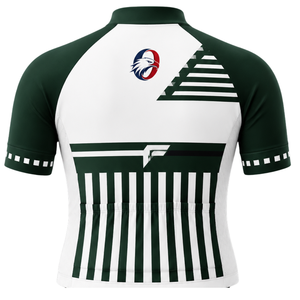 Maillot de cyclisme vert foncé et blanc à manches courtes, fermeture éclair intégrale, séchage rapide, respirant, pour vélo de route, performance, course, vêtements de sport - Product Image 2