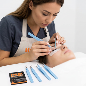 Pinzas para extensión de pestañas color azul bebé, juego de pinzas con logo personalizado para extensión de pestañas, herramientas de belleza para pestañas - Product Image 4