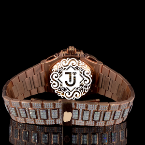 Montre mécanique ETA de qualité supérieure en acier inoxydable entièrement sertie de moissanite, pour hommes, disponible en version unisexe, prix d'exportation - Product Image 5