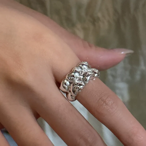 S925 Sterling Silver Korean-style Niche Design Double-layer Love <b>Ring</b> Korean-style Retro Simple Heart-shaped <b>Ring</b> - Product Image 4