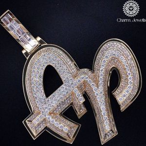 จี้ Charm_Jewells เงินแท้ 925 ชุบทอง 18K ประดับเพชรโมอิสซาไนต์ทรงกลม ตัวอักษร AP พร้อมใบรับรอง IGI สไตล์ฮิปฮอป เหมาะสำหรับทุกเพศทุกวัย สวมใส่ได้ทุกวัน - Product Image 6